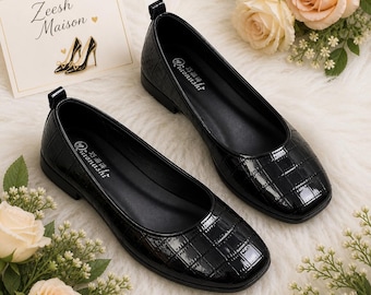 Women's Soft Leather Square Toe Loafers: Chunky Heel, Slip-On Work Shoes