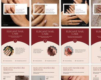 Plantillas de carrusel para Instagram de salones de uñas en Canva / Publicaciones en redes sociales sobre manicura