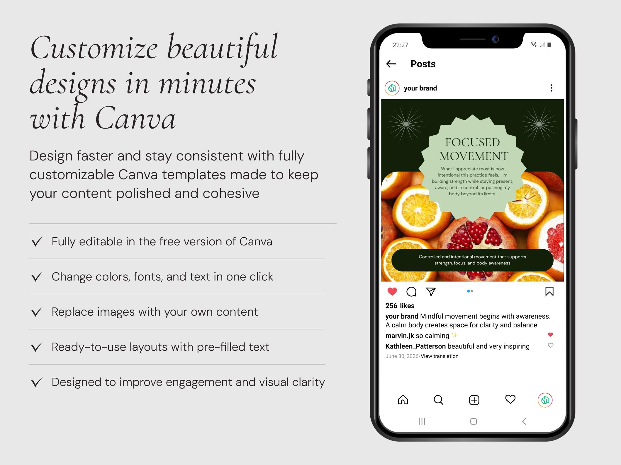 Instagram Carousel Templates for Wellness & Fitness Brands, 49 Canva ...