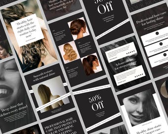 50 plantillas de Instagram Canva para peluquerías: diseños editables de belleza para redes sociales para estilistas.