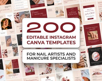 Plantillas de Instagram para salones de uñas, publicaciones para redes sociales en Canva (descarga digital)