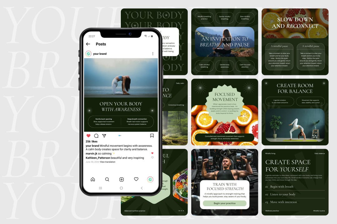 Instagram Carousel Templates for Wellness & Fitness Brands, 49 Canva ...