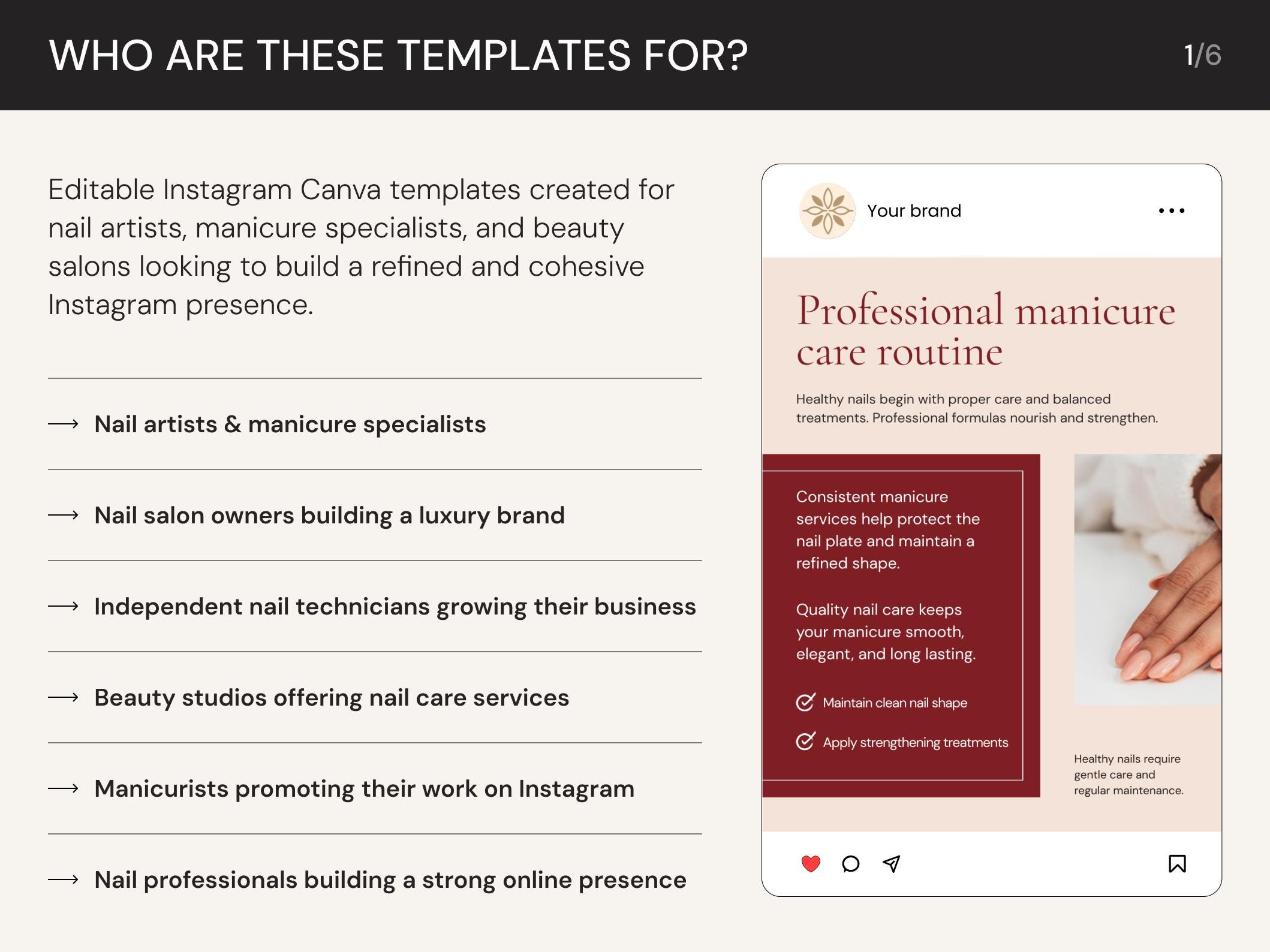 Nail Salon Instagram Carousel Templates for Canva | Manicure Social ...