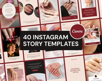 Plantillas para historias de Instagram de salones de uñas / Historias de manicura con Canva