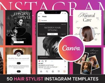 Plantillas de redes sociales para peluquerías en Instagram: 50 plantillas de Canva