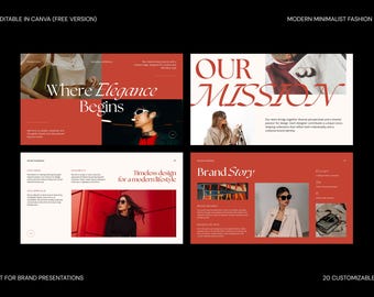 Plantilla de presentación de Canva, presentación de marca de moda, presentación comercial, diapositivas minimalistas, portafolio moderno