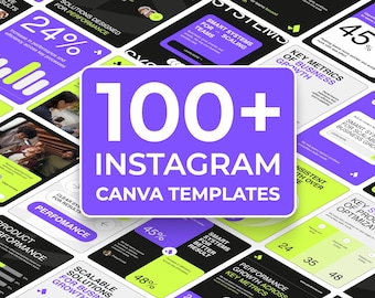 Más de 100 plantillas de Instagram para Canva para el crecimiento de tu negocio: plantillas editables para redes sociales, kit de contenido de marketing.
