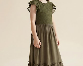 Girls Lace Princess Party Dress | Long Pageant Wedding Birthday Dress for Kids 4–14 Years