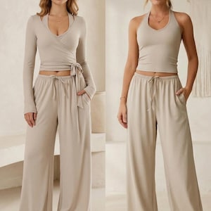 Completo yoga da donna 2/3 pezzi / Abbigliamento sportivo ad asciugatura rapida con cinturino posteriore, ideale per corsa e fitness.