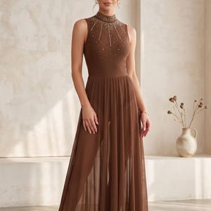 khaki evening dresses Floral Print Draped Maxi Dress Khaki