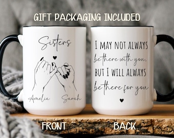 Personalized Sisters Mug with Names, Sister Gift from Sister, Long Distance Sister Gift, Best Friend Sister Mug, Birthday Gift for Sister