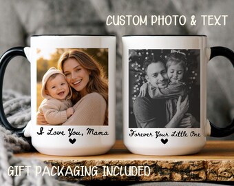 Custom Photo Mug for Mom or Dad, Personalized Picture Coffee Cup, Mother Father Gift from Kids