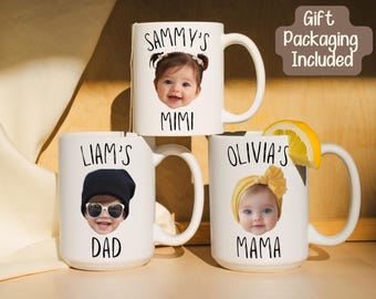 Personalized Baby Pet Face Photo Mug, Baby Dog Cat Picture Coffee Cup, New Grandparents Mug Keepsake, New Mom Dad Gift, Pet Lovers.