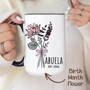 taza abuela personalizada flor mes nacimiento regalo abuela