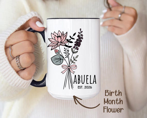 Personalized Abuela Birth Flower Mug – Custom Spanish Grandma Gift