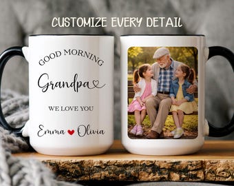 Personalized Grandpa Mug with Photo, Custom Grandpa Coffee Mug, Gift for Grandpa from Grandkids, Photo Mug