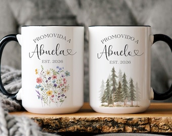 Promoted to Abuela Abuelo Mug, Custom Grandparents Pregnancy Announcement Gift