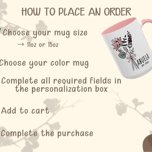 como ordenar taza personalizada abuela birth flower mug