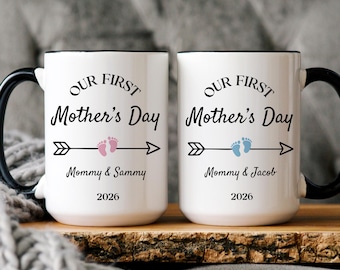 First Mothers Day Mug Personalized New Mom Gift Mommy And Me Mug 2026 Baby Footprint Mug First Time Mom Gift From Baby