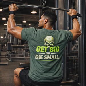 Camiseta de culturismo "Hazte grande o muere pequeño" / Camiseta de gimnasio hardcore / Camiseta musculosa / Equipo de entrenamiento para levantamiento de potencia / Ropa para levantadores de pesas serios