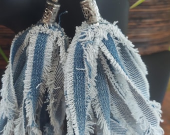 Denim Quastenohrringe mit Fransen