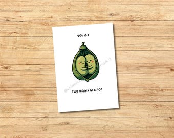 Lustige Valentinskarte, Zwei Bohnen in Einer Schote (Sofortiger PDF- und PNG-Download)