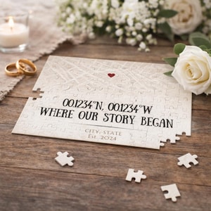 Custom Coordinates Puzzle, Where Our Story Began Map Jigsaw, Anniversary Keepsake, Wedding