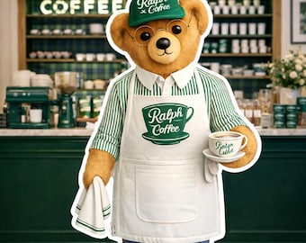 Ralph's Coffee Shop - Teddy Bear Barista Shop Art - Birthday Decor (Digital Download)