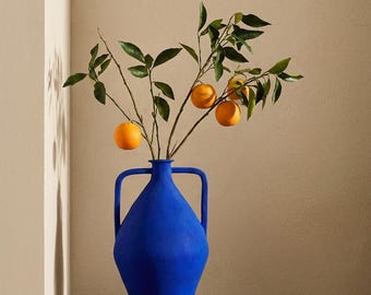 NUOVA COLLEZIONE Vaso Majorelle blu fatto a mano – Terracotta marocchina con manici, ceramica blu Klein