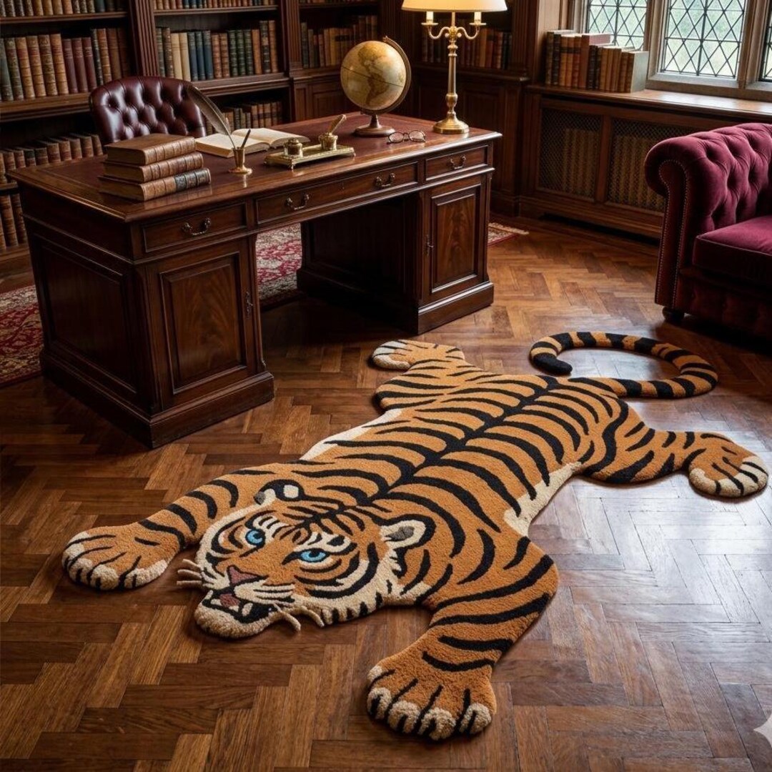 Hand Tufted Rug | Tiger Animal Rug | Jungle Decor | Premium Wool | Kids ...
