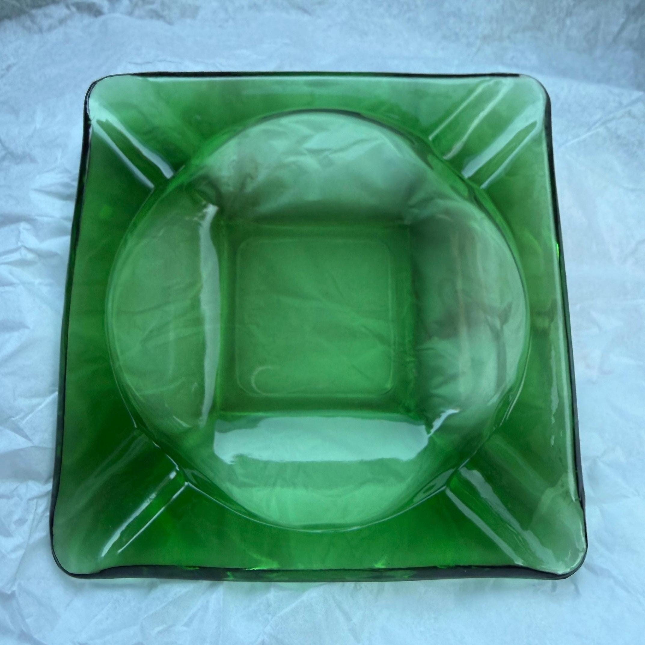 Vintage Green Ashtray Square - Etsy