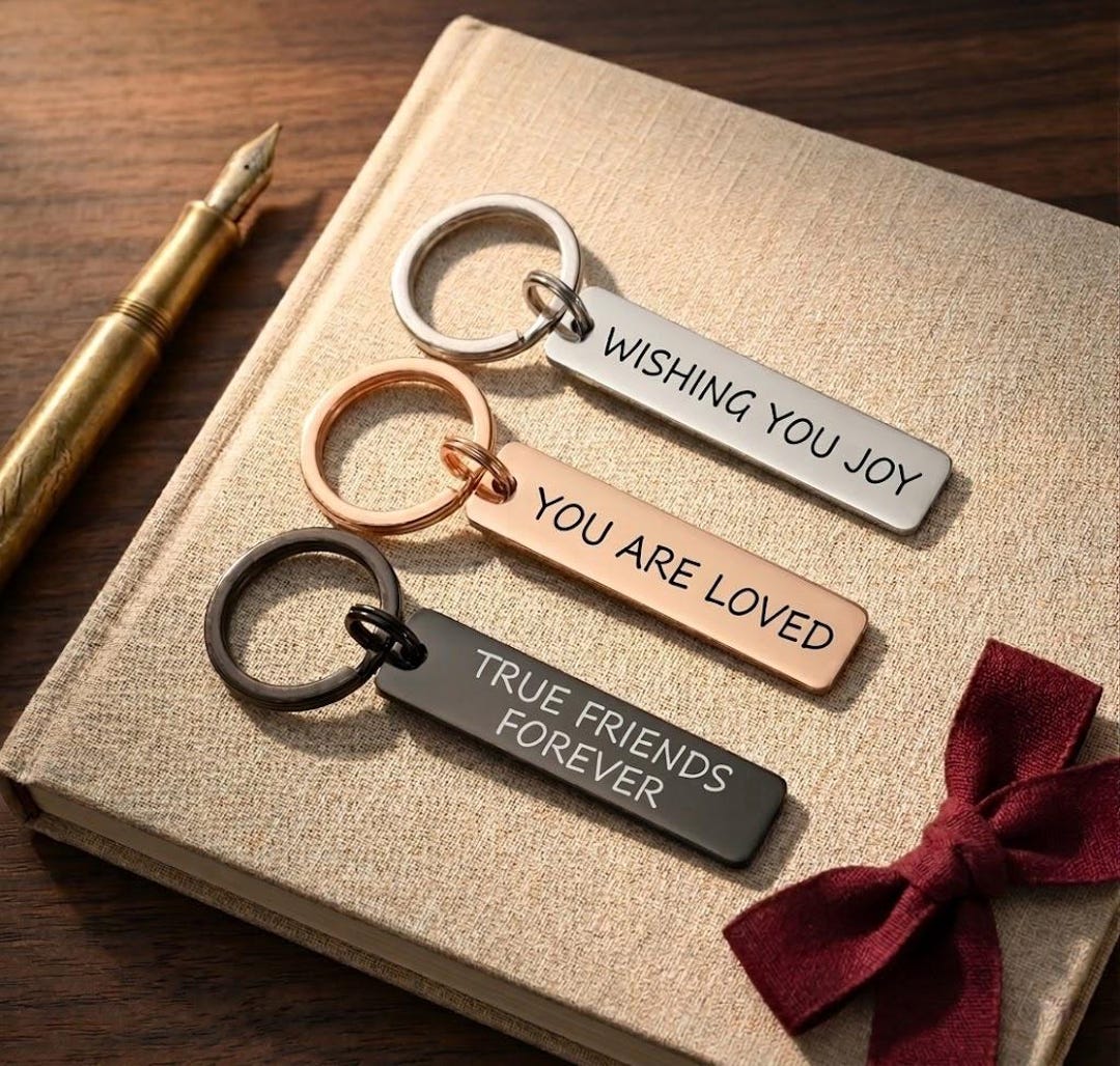Personalized Photo Keychain Custom Engraved Name Logo Stainless Steel ...