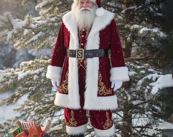 Luxury Exquisite -Embroidered Velvet Santa Suit - The Ultimate Professional Santa Costume