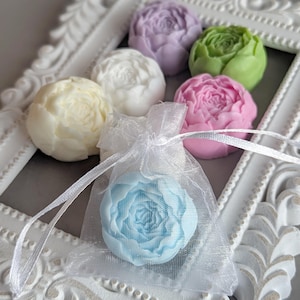 Elegant Bridal Shower Soap Favors, Handmade Pink Peony Floral Glycerin Guest Gift, Scented Wedding Souvenir, Flower Party Decor Bulk Set