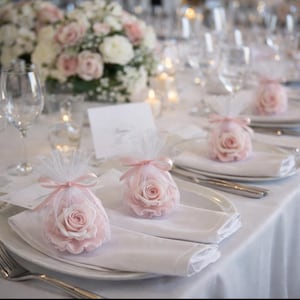 Handmade Rose Glycerin Soap Wedding Favors, Pink Floral Bridal Shower Guest Gift