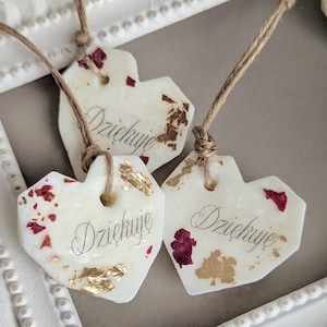 Heart Soy Wax Sachet, Baked Apple Scent Air Freshener, Handmade Botanical Wedding Favor, Romantic Scented Wardrobe Tablet