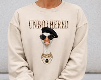 Unbothered Goose PNG, Sublimation Design, Funny Sassy Duck, DTF Print, Digital Download, Leopard Letters ,Shirt Design.