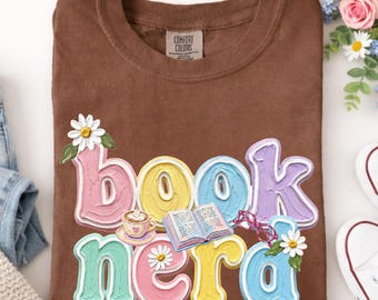 Book Nerd Brushstroke Retro Floral PNG, Bookish Summer T Shirt Design, Book Lover Flower Png, Brush Stroke Paint Png, Sublimation Design