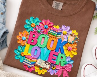 Book Lover Brushstroke Retro Floral PNG, Book Nerd  Summer T Shirt Design, Bookish Flower Png, Brush Stroke Paint Png, Sublimation Design