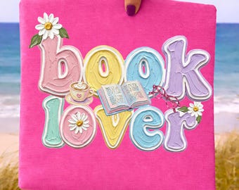 Book Lover Brushstroke Retro Floral PNG, Book Nerd  Summer T Shirt Design, Bookish Flower Png, Brush Stroke Paint Png, Sublimation Design