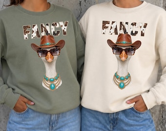 Fancy Goose PNG, Western Goose Sublimation, DTF Transfer, Cowhide Text Goose Shirt, Boujee Cowboy Hat Goose, Fancy Goose Digital Download