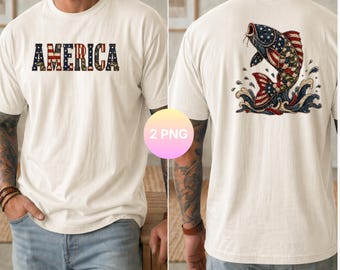 America Fishing PNG, 4th Of July Fish Sublimation, Patriotic Fishing Shirt, American Flag Fish PNG, Independence Day Digital Download