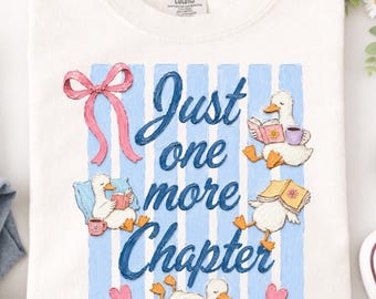 Book Lover Stripes Brushstrokes Goose's PNG, Just One More Chapter, Reading Teacher Design, Bookish Sublimation, Reader Graphic Download