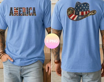 America Cowboy Hat PNG, 4th Of July Western Sublimation,Patriotic Cowboy Shirt, American Flag Hat PNG, Independence Day Digital Download