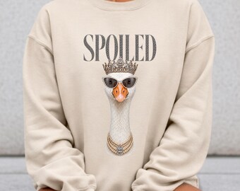Spoiled Goose PNG, Glam Goose Sublimation Design, DTF Transfer, Crown Goose Shirt, Diamond Sunglasses Goose, Funny Goose Digital Download
