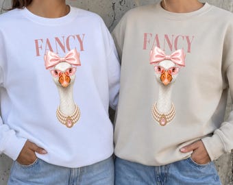 Fancy Goose PNG, Coquette Goose Sublimation Design, DTF Transfer, Pink Bow Goose Shirt, Pearl  Goose, Funny Goose Digital Download