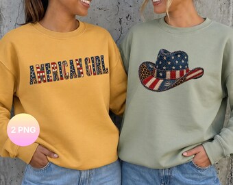American Girl PNG, 4th Of July Cowboy Hat Sublimation, Patriotic Western Shirt, Leopard Flag PNG, Independence Day Digital Download