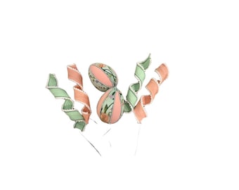 Floral Easter Egg Picks – Lavender Blue Ribbon Curls, Spring Wreath Decor
