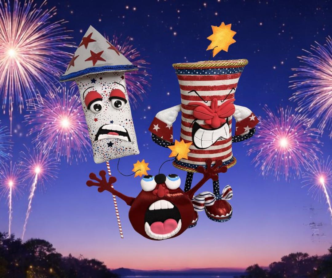 Patriotic Firework Wreath Attachments – Whimsical Rocket, Firecracker ...