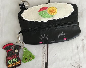 Watercolor Sushi Noodles Dumpling Pattern Zipper Canvas Coin Purse Wallet Make Up Bag,Cellphone Bag With Handle Watercolor Sushi Noodles Dumpling Pattern Zipper Canvas Coin Purse Wallet Make Up Bag,Cellphone Bag With Handle